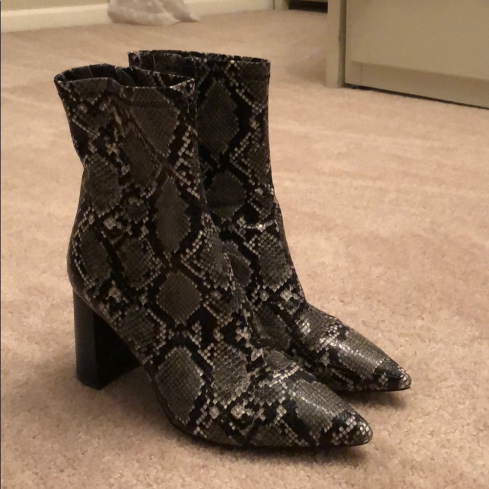Jeffrey Campbell Snakeskin Heeled Booties